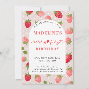 Invitación Chica de fresa primer cumpleaños