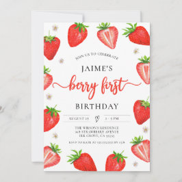 Invitación Chica de fresa primer cumpleaños | Primer dulce de
