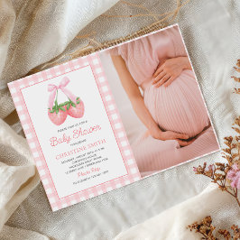 Invitación Chica de fresa rosada Baby Shower Foto