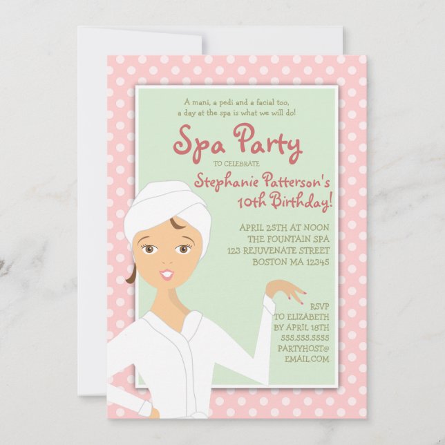 Invitación Chica de Fun Spa cumpleaños fiesta de spa invitaci (Anverso)