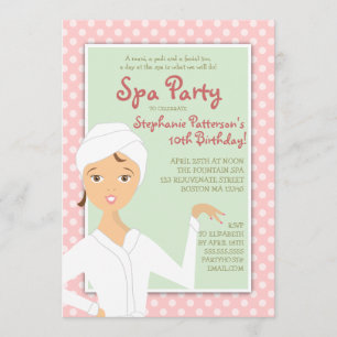Invitación Chica de Fun Spa cumpleaños fiesta de spa invitaci