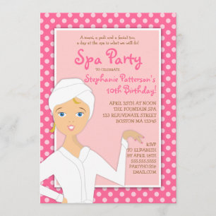 Invitación Chica de Fun Spa cumpleaños fiesta de spa invitaci