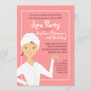 Invitación Chica de Fun Spa cumpleaños fiesta de spa invitaci