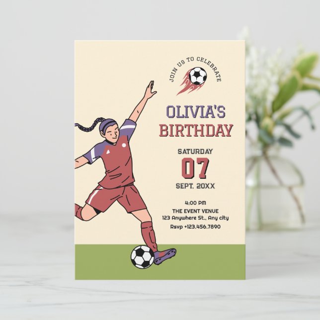 Invitación Chica de fútbol (Anverso de pie)
