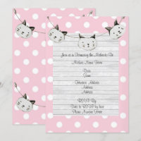 Chica de gato rosa lindo Polka Dot Rustic Baby Sho