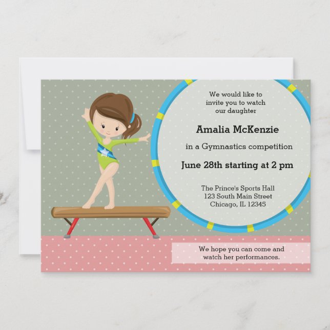 Invitación Chica de gimnasia cuta (Anverso)