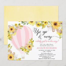 Invitación Chica de girasoles de globo aerostático amarillo r