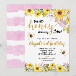 Invitación Chica de girasoles florales de color rosa amarillo