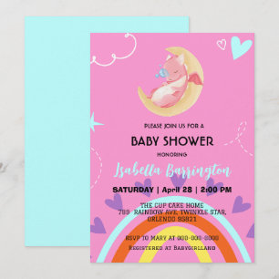 Invitación Chica de globo de dinosaurio de bebé lindo