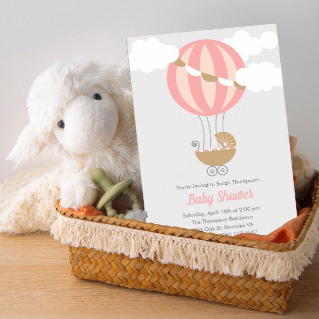 Invitación Chica de globo de transporte de bebé Baby Shower (Subido por el creador)