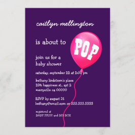 Invitación Chica de globo rosa lindo Baby Shower A03