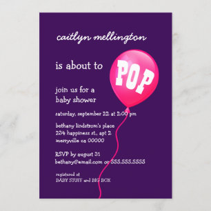 Invitación Chica de globo rosa lindo Baby Shower A03