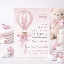 Chica de globos aerostáticos de acuarela rosa Baby