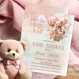 Invitación Chica de globos de oseo Teddy Bear espera a Baby S