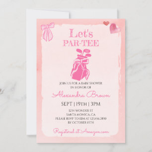 Invitación Chica de Golf Coqueta con Lazo Rosa Fiesta de Bebé