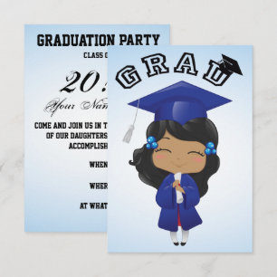 Invitación Chica de graduación en azul