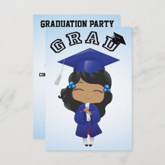 Invitación Chica de graduación en azul