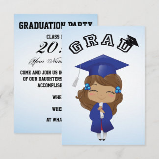 Invitación Chica de graduación en azul