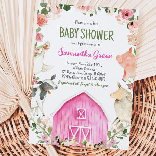 Invitación Chica de granja Baby Shower