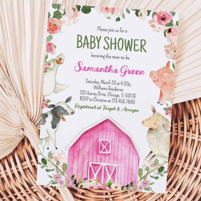 Invitación Chica de granja Baby Shower (Subido por el creador)