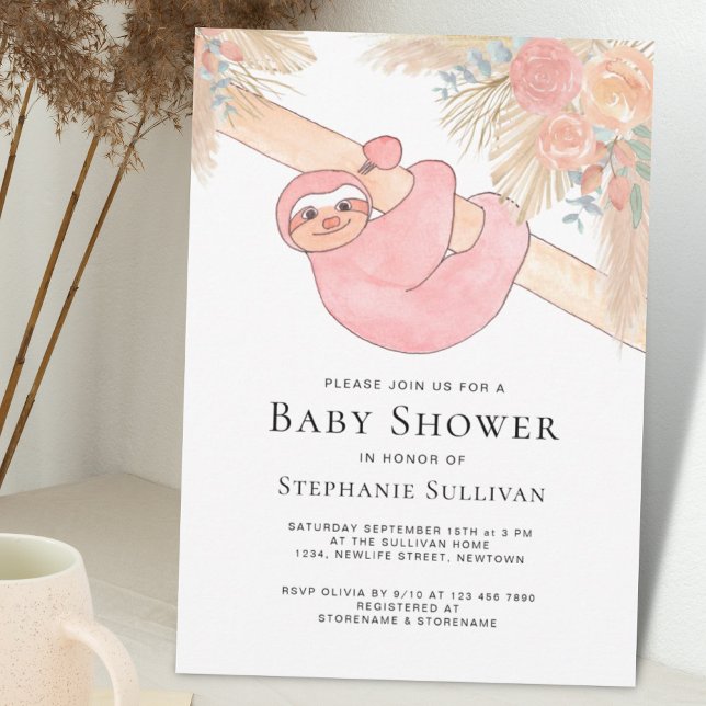 Invitación Chica de Grass de Cute Slote Pampas Baby Shower (Subido por el creador)