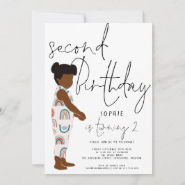 Invitación Chica de guión de moda pelo oscuro llueve a segund