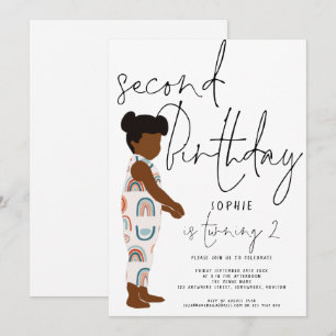 Invitación Chica de guión de moda pelo oscuro llueve a segund