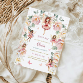 Invitación Chica de hadas Cumpleaños Floral Encantada caprich