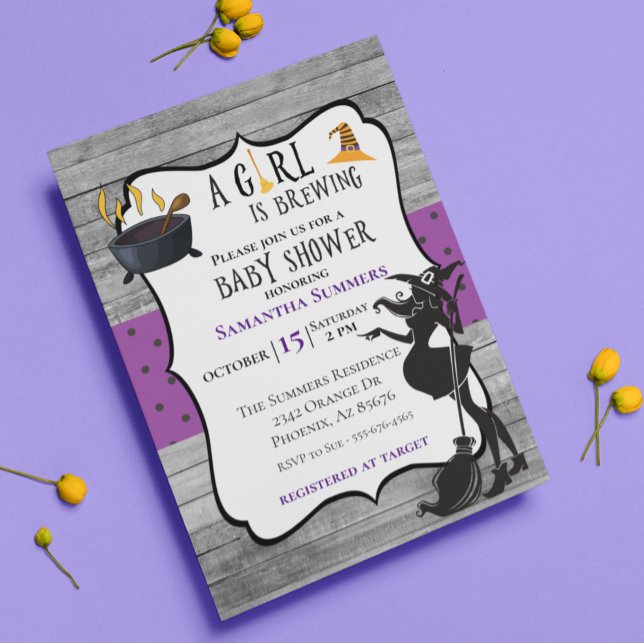Invitación Chica de Halloween está preparando Baby Shower par (Subido por el creador)