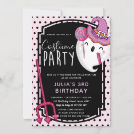 Invitación Chica de Halloween Fiesta de disfraces de cumpleañ