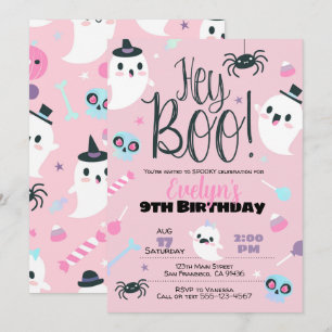 Invitación chica de Halloween para cumpleaños, Pas