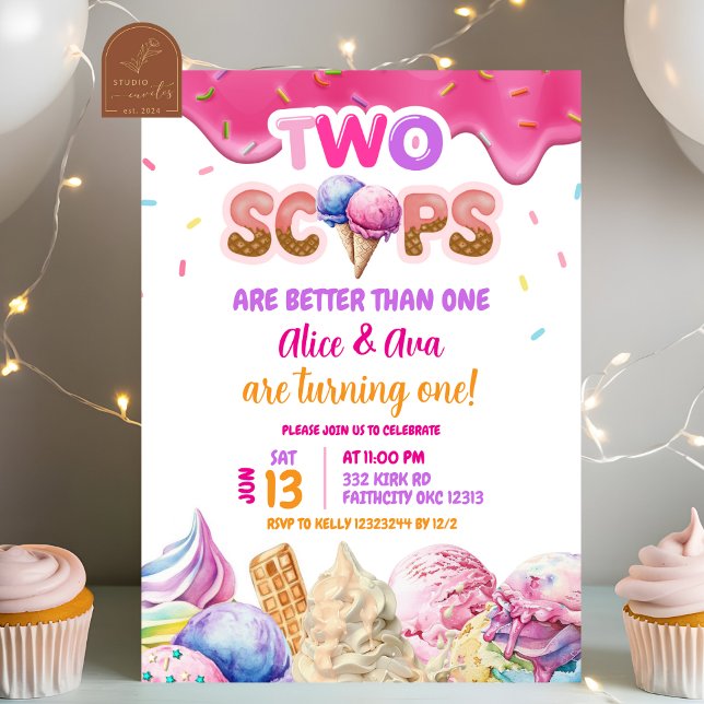 Invitación Chica de helado rosa de los gemelos Drin (Subido por el creador)
