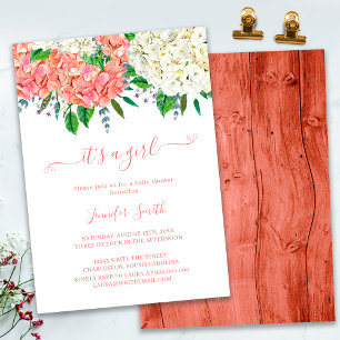 Invitación Chica de Hidrangea Botánica Rusa Baby Shower