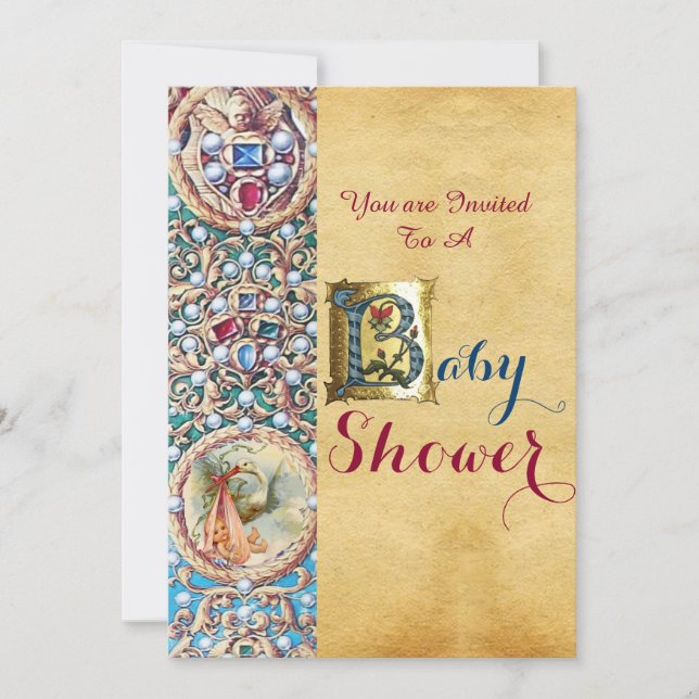 INVITACIÓN CHICA DE HISTORIAS BABY SHOWER FLORAL PARCHMENT MO (Anverso)