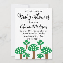 Invitación Chica de hongos verdes Baby Shower