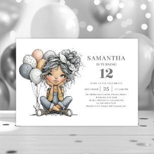 Invitación Chica de Humor Caprichoso Cumpleaños 10 Chic Dorad