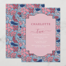 Chica de impresión de bloques florales rosas y azu