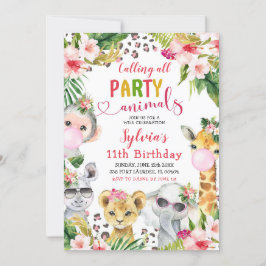 Invitación Chica de impresión leopardo Safari Animales fiesta