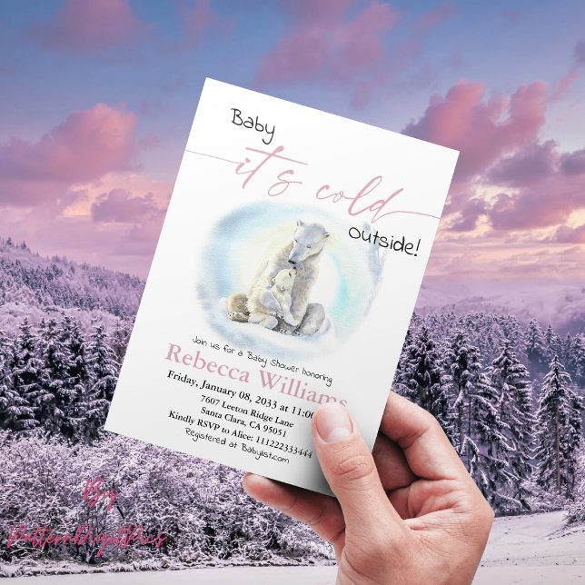 Invitación Chica de invierno Baby Shower frío fuera del oso p (Subido por el creador)