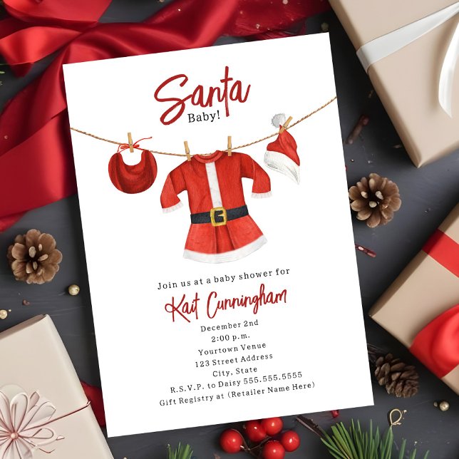 Invitación Chica de invierno de Navidades de Vestido de Santa (Subido por el creador)
