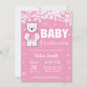Invitación Chica de invierno de oso polar Cumpleaños de bebé 
