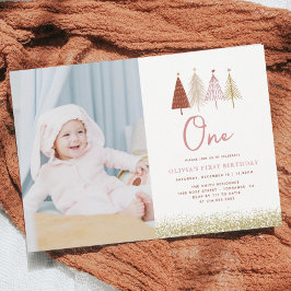 Invitación Chica de Invierno del Árbol de Navidad Foto de cum