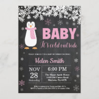 Chica de invierno pingüino Baby Shower Chalkboard