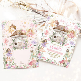 Invitación Chica de Jardín de Flores de Hadas Forestales Enca