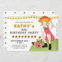 Chica de jardinería con flores Cumpleaños