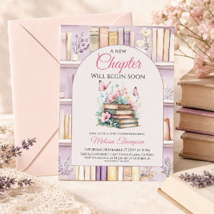 Invitación Chica de la biblioteca de cuentos rosa Fiesta de b