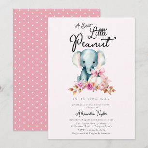 Invitación Chica de la caída de la calabaza rosa del elefante