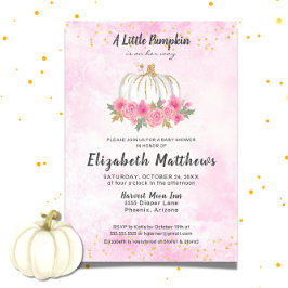 Invitación Chica de la caída del oro rosado de calabaza Baby 