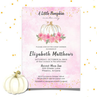 Invitación Chica de la caída del oro rosado de calabaza Baby 