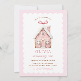 Invitación Chica de la casa Gingerbread Primer Fiesta de Cump
